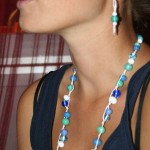 ALEX blue/white necklace&earrings